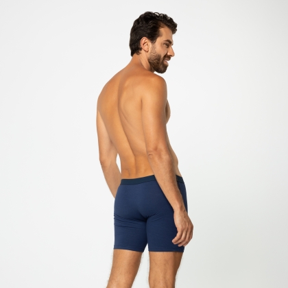 Cueca Boxer Long Cotton Azul Marinho