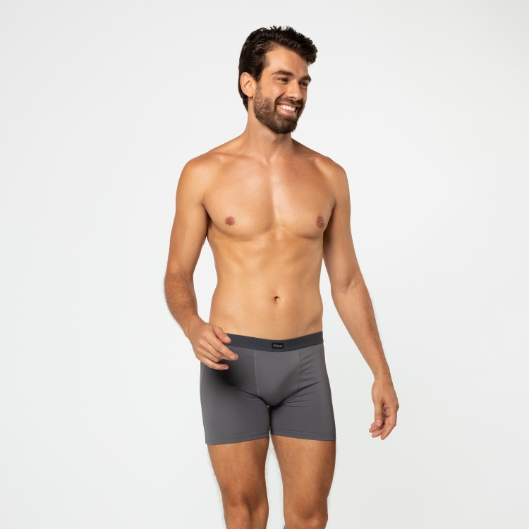 Cueca Boxer Básica Microfibra Cinza