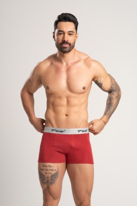 Cueca Boxer Fibra de Bambu Canelado Rubro