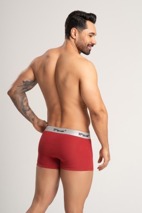 Cueca Boxer Fibra de Bambu Canelado Rubro
