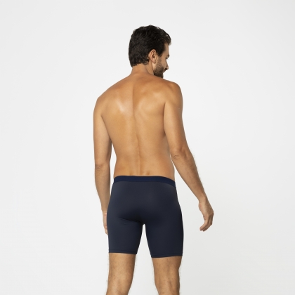 Cueca Boxer Long Básica Microfibra Azul Marinho