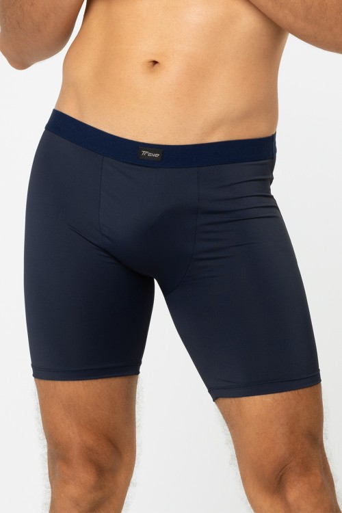 Cueca Boxer Long Básica Microfibra Azul Marinho