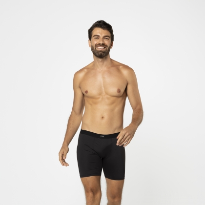 Cueca Boxer Long Básica Microfibra Preto