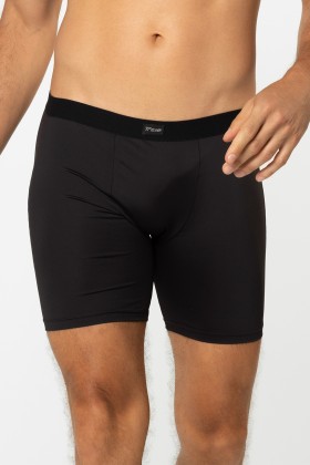 Cueca Boxer Long Básica Microfibra Preto