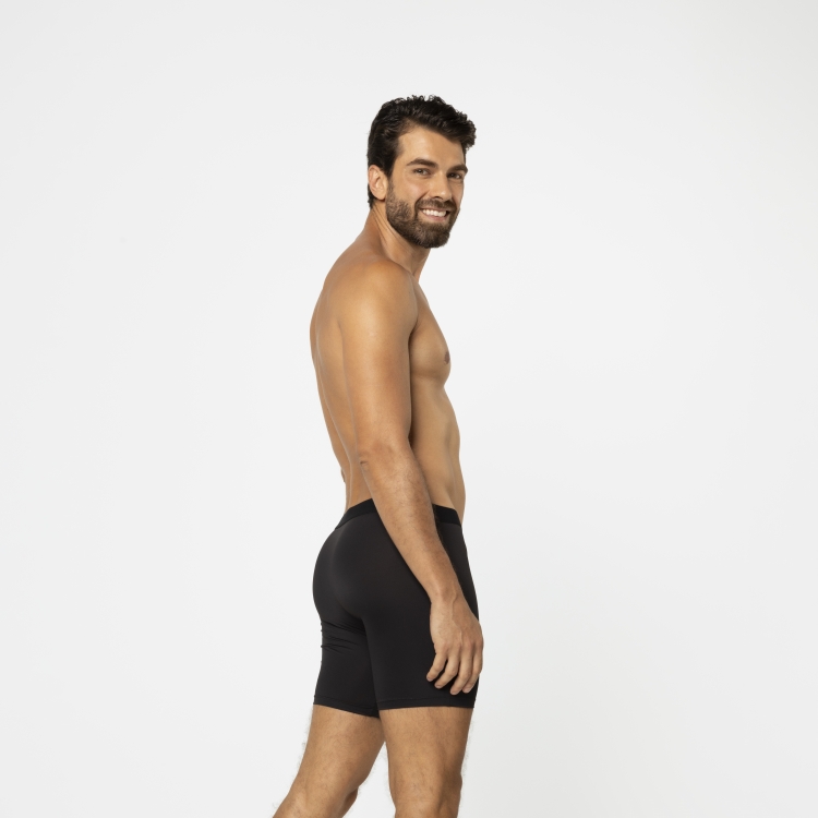 Cueca Boxer Long Básica Microfibra Preto