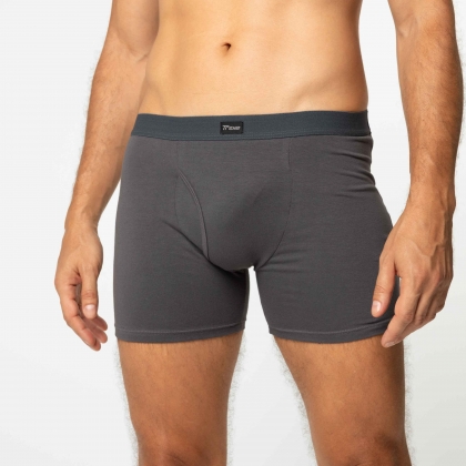 Cueca Boxer  Cotton Com Abertura Cinza