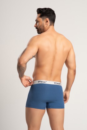 Cueca Boxer Fibra de Bambu Canelado Azul