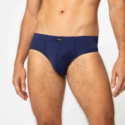 Cueca Slip Com Elástico Embutido Azul Marinho