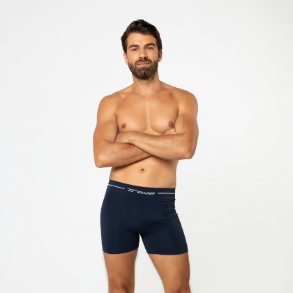 Cueca Boxer Microfibra Sem Costura Azul Marinho