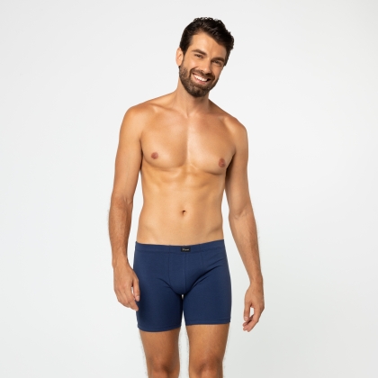 Cueca Boxer Long  Cotton Azul Marinho