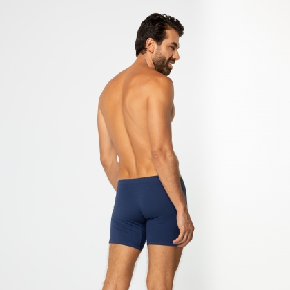 Cueca Boxer Long  Cotton Azul Marinho