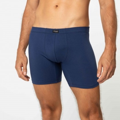 Cueca Boxer Long  Cotton Azul Marinho