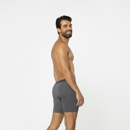 Cueca Boxer Long Básica Microfibra Cinza Escuro