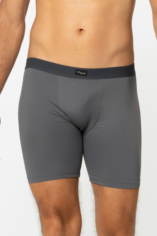 Cueca Boxer Long Básica Microfibra Cinza Escuro