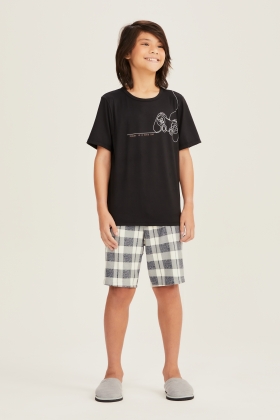 Pijama Masculino Infanto Juvenil Preto