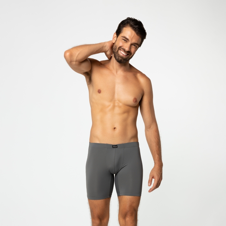 Cueca Boxer Long Dryfit Cinza Escuro