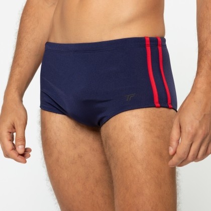 Sunga Slip Listras Laterais Azul Marinho