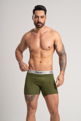 Cueca Boxer Long Fibra de Bambu Canelado