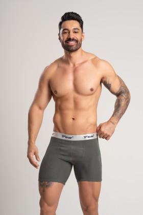 Cueca Boxer Long Fibra de Bambu Canelado