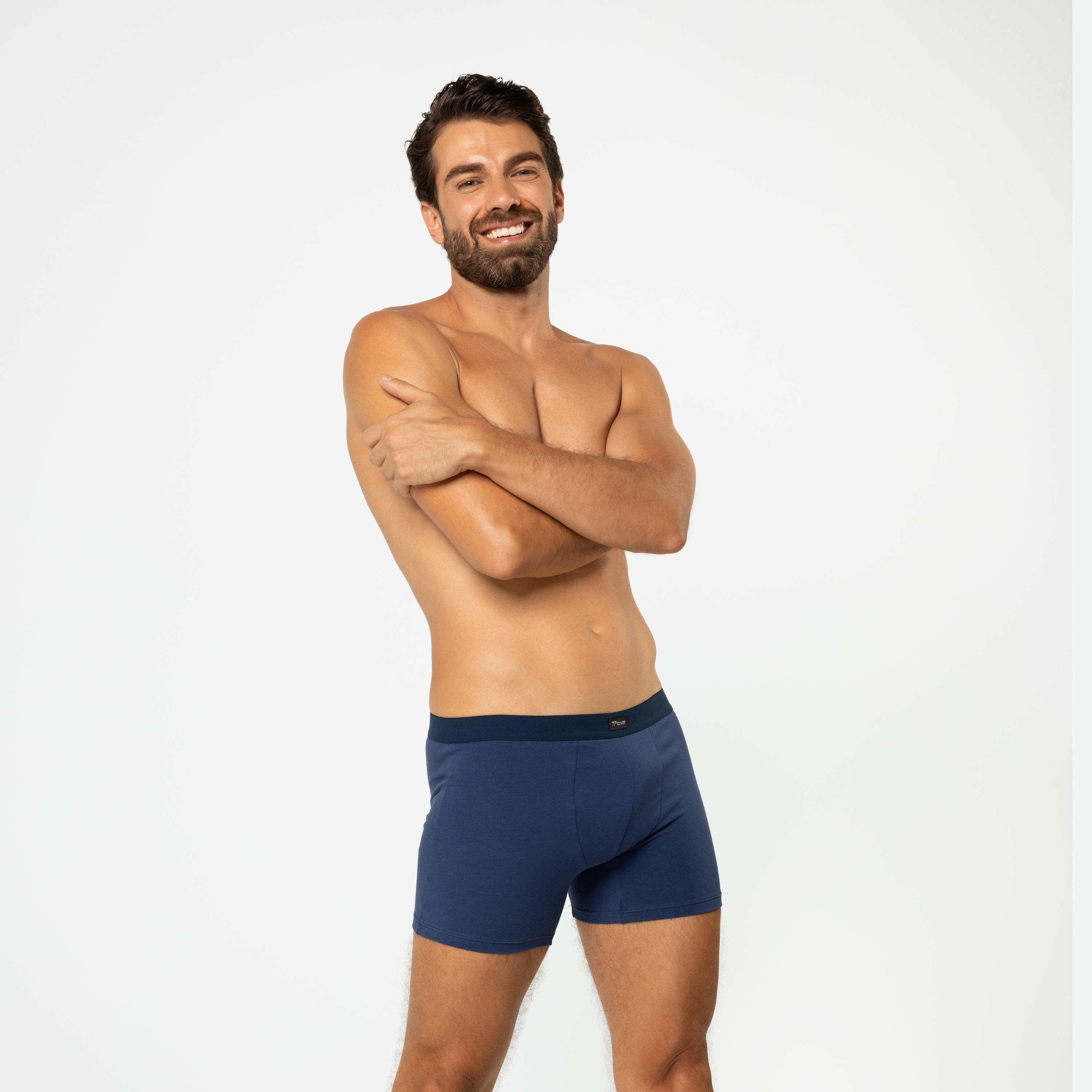 Cueca Masculina Boxer Com Elástico Marinho