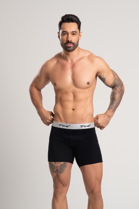 Cueca Boxer Long Fibra de Bambu Canelado