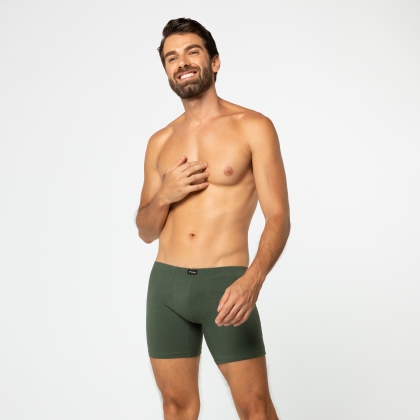 Cueca Boxer Long Cotton Verde Escuro